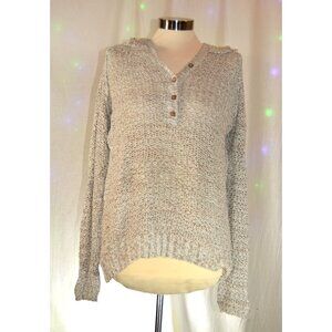 Free People Hooded Sweater Cream/ Brown size Medium